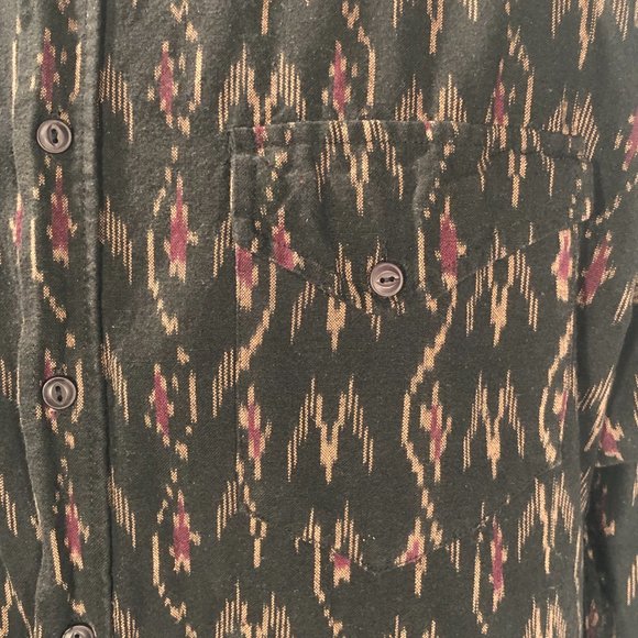 Schott Bros. Brothers NYC western cut black brown rust aztec pattern shirt L - Picture 2 of 9